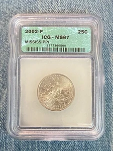 2002-P Mississippi Statehood Quarter ICG MS67 Business, Strike Type - Picture 1 of 2