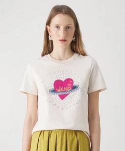 Max Mara Weekend Avorio Cinema Heart Embroidered/Rhinestone T-Shirt XS NWT $175 - Picture 1 of 18