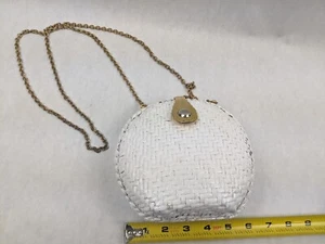 White Woven Hard Case Cosmetic Purse/ Bag - Picture 1 of 4