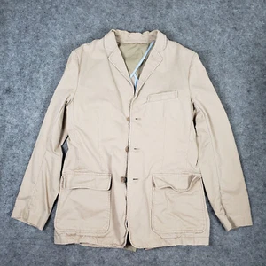 J Crew Jacket Mens MT Medium Khaki Beige Casual Work Twill Field Pockets Cotton - Picture 1 of 11
