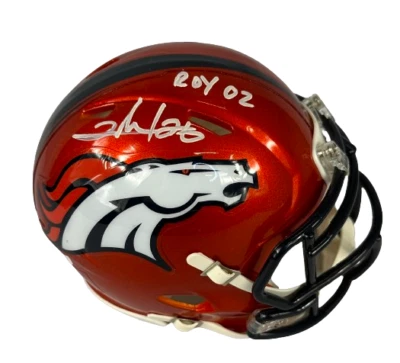 Clinton Portis autographed inscribed Flash mini helmet Denver Broncos JSA COA - Image 1 of 3