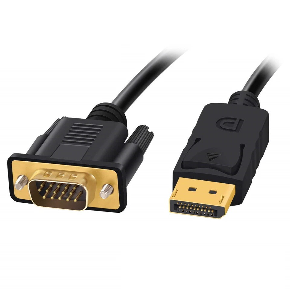 H17 DisplayPort auf VGA Kabel 1.8m Vergoldet 1080P DisplayPort DP Stecker zu VGA - Bild 1 von 4