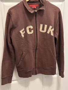 FCUK 2000s French Connection Full Zip Sweatshirt Jacket Mens Brown Y2K Vintage - Picture 1 of 5