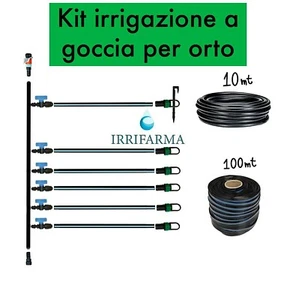 Kit irrigazione orto completo impianto a goccia da 100 mq manichetta 16 passo 20 - Afbeelding 1 van 9