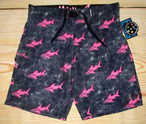 MENS MAUI AND SONS SHARKS CHARCOAL BLACK 4-WAY STRETCH SWIM BOARD SHORTS SIZE 34 - Picture 1 of 2