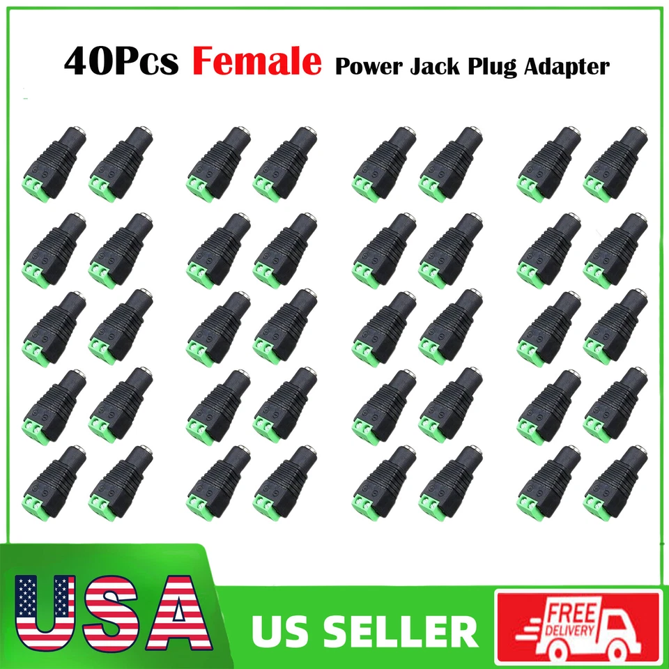 40Pcs DC 12V 5A Power Jack Female Plug Adapter Barrel Connector 5.5 x 2.1mm - Image 1 of 4