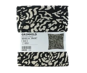 IKEA GRIMHILD Kissenbezug 50x50 Kissenhülle schwarz beige Baumwolle - Bild 1 von 2
