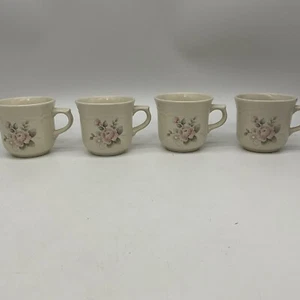 VTG Set Of 4 Pfaltzgraff Tea Rose Coffee Cups 3 1/4” Tall 3 1/2” Wide - Picture 1 of 7