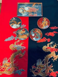 Williams Sonoma Lunar New Year Appetizer Plates platter s/5 boxed - Picture 1 of 12