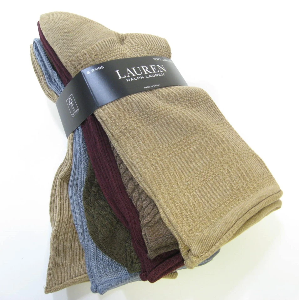 6 PR Ralph Lauren Damas Pantalón Calcetines Roll Top Asst Camel Marrón Burg Azul Oliva Foto 1 de 1