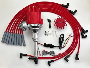 CADILLAC 429 7.0L 1964 1965 Small Cap HEI Distributor + RED 8mm Plug Wires USA - Picture 1 of 20