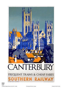 CANTERBURY KENT VINTAGE RAILWAY ADVERTISING TRAVEL POSTER ART CATHEDRAL - Picture 1 of 1