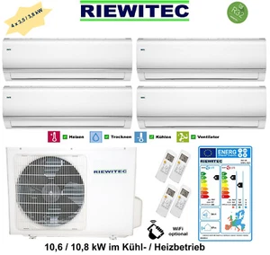 Quattro Multi Split Klimaanlage, (4 x 3,5 kW) RIEWITEC 10,6kW Wärmepumpe 10,6 kW - Bild 1 von 7