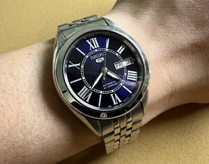 Seiko 5 Roman Blue Dial 7s26-03v0 Automatic 38mm Men’s Watch - Picture 1 of 19