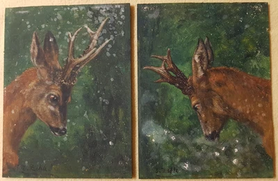 Ernst Zehle, Original Ölgemälde, Rehe Rehbock Lödderitz - Bild 1 von 4