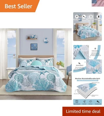 Elegante Juego de Edredón Costero - Colcha de Microfibra Tamaño Completo/Queen para Verano Foto 1 de 4