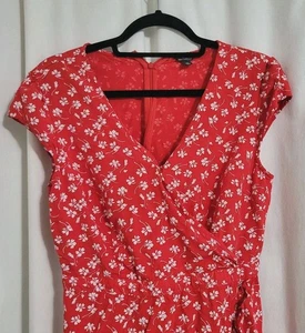 Mini Vestido J Crew Mercantil Volantes Talla 6 Alto Floral Rojo País Francés - Imagen 1 de 7