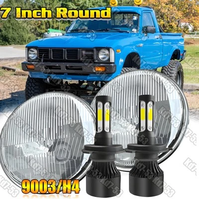 Newest fits for toyota Pickup 1979-1981 Pair 100W 7" Round LED Headlights Hi/Lo - Image 1 of 4