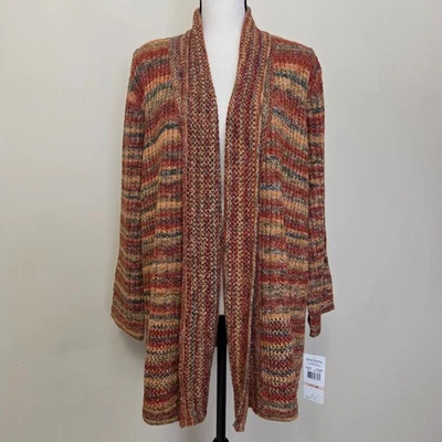 Nuevo con etiquetas Suéter Cárdigan Tejido Acanalado Cuello Chal Frente Abierto Alfred Dunner 2X  Foto 1 de 4