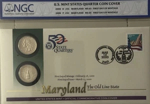 2000 P&D Maryland Quarter Coin Cover NGC MS65/MS66 FDOI - Picture 1 of 2