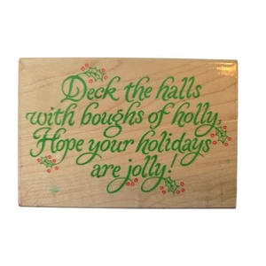 Hero Arts Rubber Stamp H894 Deck the Halls Message Holiday Christmas Wood Mount - Picture 1 of 6