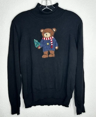 Suéter Vintage Marisa Christina Mujer XL Cuello Alto Oso Navidad Años 2000 Foto 1 de 4