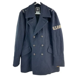 G-Star Raw Navy Blue Cotton Pea Trench Button Up Jacket Coat Men's Used | Large - Bild 1 von 6