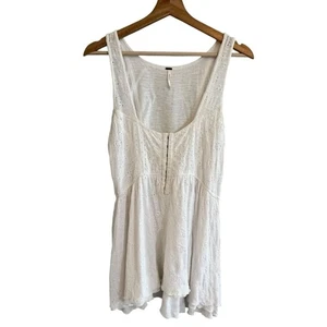 Top babydoll Free People donna boho occhielli taglia M Cottagecore romantico floreale - Foto 1 di 8
