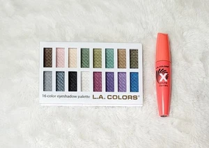 LA Colors Eye Shadow 16 Color Palette Metalic Shimmer & Black Volume Mascara NEW - Picture 1 of 3