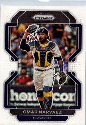 2022 Panini Prizm #217 Omar Narvaez Milwaukee Brewers White Wave Prizm - Image 1 of 2