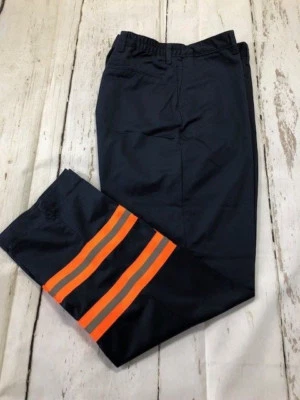 Enhanced (Hi Vis) Visibility Navy Blue Work Pants Orange tape - CU brand by REED - Image 1 of 4