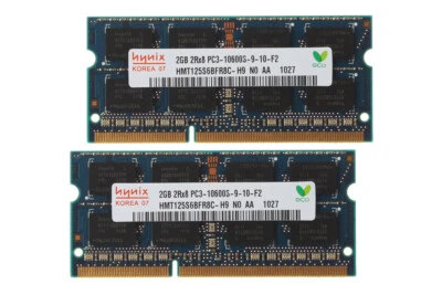 Hynix 4GB 2X 2GB DDR3 1333MHz PC3-10600 204PIN SO-DIMM Laptop RAM Memory Intel @ - Image 1 of 4
