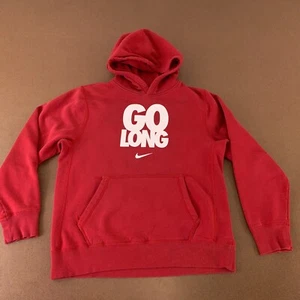 Nike Youth Size Large Red Long Sleeve Pocketed Go Long Graphic Pullover Hoodie - Picture 1 of 10