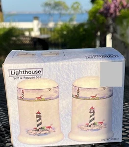 Lighthouse Nautical Salt and Pepper Shakers New In Box - Picture 1 of 9