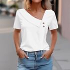 Womens Shirts Casual Tunic Tops Short Sleeve Loose Fit Stretch Summer Tees Tops