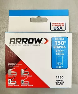 #509 Arrow Staples 9/16" 14mm For T50 Manual & Electric Staples Guns Box of 1250 - Picture 1 of 3