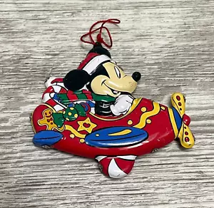 Vintage Authentic Disney Mickey Mouse Tin Toy Air Plane Christmas Ornament RARE - Picture 1 of 3