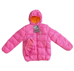 Triple Star Girl Pink Hooded Lightweight Down Full Zip Jacket Size L Large 10/12 - Picture 1 of 14