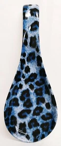 Leopard Blue Large 10.5" 27cm Spoon Rest Porcelain Animal Print Ceramic Spoon - Picture 1 of 5