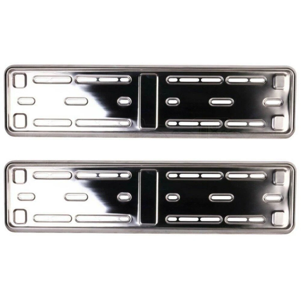 2x E-tech Stainless Steel Car Registration Number Plate Holder Surround Frame - Image 1 of 1