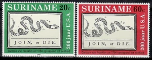 Póster de serpiente Surinam Sc458-9 bicentenario americano - Imagen 1 de 1