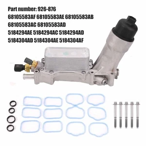Aluminum Engine Oil Cooler Filter Housing For 11-17 Dodge Jeep Chrysler Ram 3.6L - Picture 1 of 7