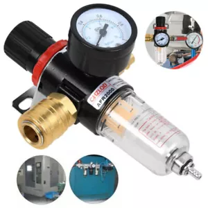 1/4" Druckminderer Druckluft Filter Regler Kompressor Wasserabscheider Manometer - Bild 1 von 12