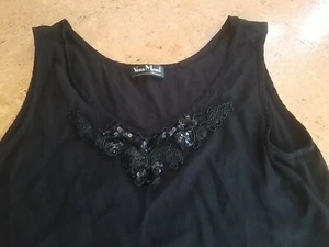 Vera Mont Damen Top Shirt ärmellos mit Perlen Gr. 38 Schwarz Vintage - Bild 1 von 16