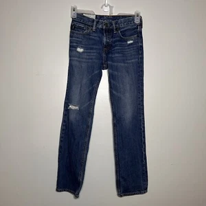 Abercrombie Kids Boys Distressed Slim Straight Medium Wash Denim Jeans Sz 14 - Picture 1 of 11