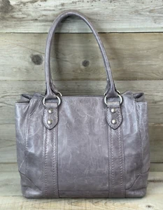 Frye Melissa ICE GRAY Distressed Leather Hobo Shoulder Tote Bag Padded Pocket - Picture 1 of 10