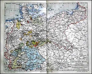 1890.Geotopographischer Druck:Deutsches Reich.Maßstab 1:4.500.000.Meyers.Ätna - Bild 1 von 1