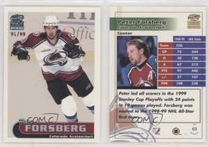 1999-00 Pacific Paramount Platinum /99 Peter Forsberg #63 HOF