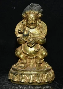 6.4 "Antiguo Budismo Tíbet Cobre Dorado Mahakala Iraz Deidad Buda Estatua - Imagen 1 de 12