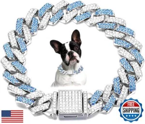 Serijoars Dog Chain Diamond Collar, Bling Diamond Cuban Link Puppy Collars Gl - Picture 1 of 4